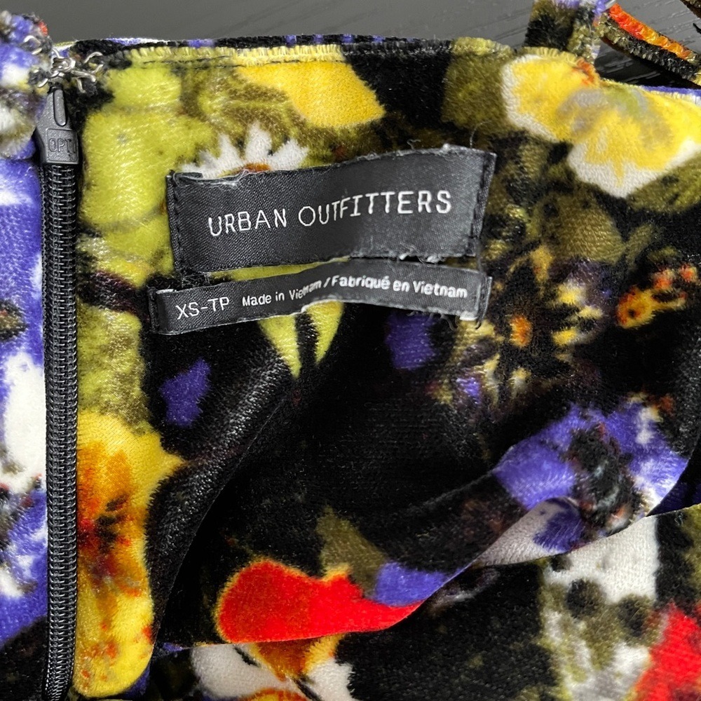 Urban Outfitters Butterfly Floral Velvet Mini Dress Cowl Neck Slip Multi Color - Picture 9 of 10